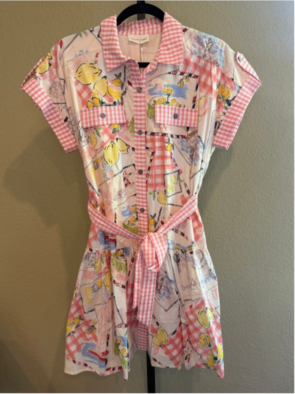 Entro Capri Lemon Mini Dress in Pink Size S - Picture 2 of 7